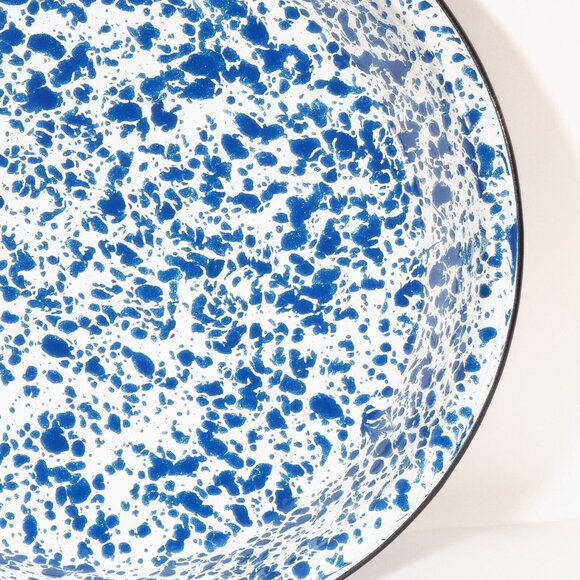 Vintage Speckled Blue Enamelware 12-Inch Dinner Plate Rustic Farmhouse Style - Picture 5 of 6